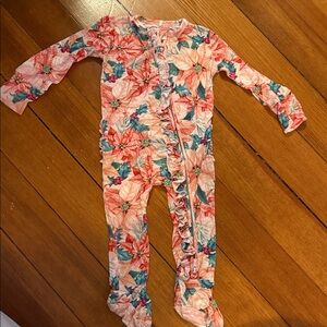 Posh Peanut poinsettia ruffle pajamas